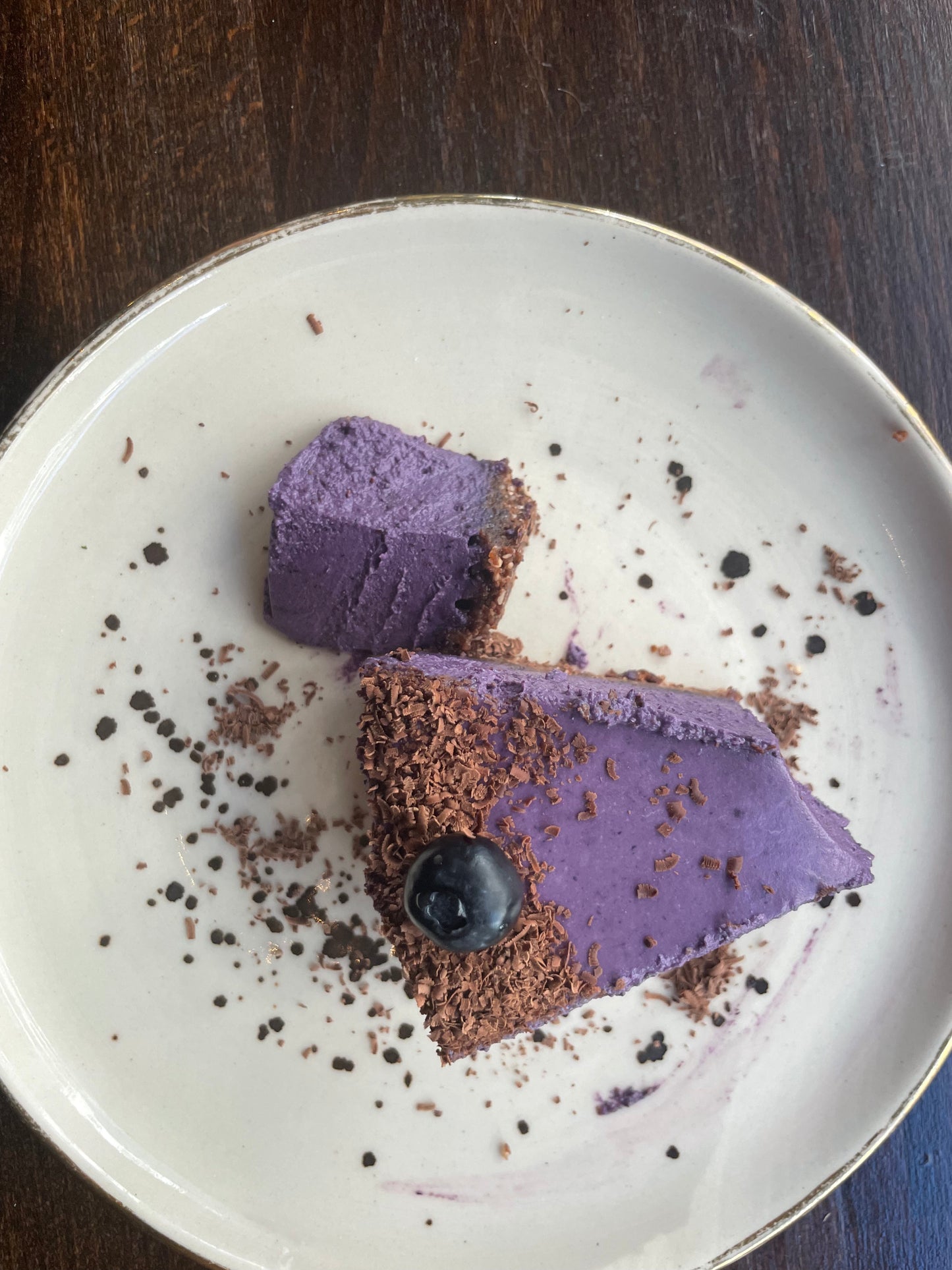 blueberry cake with dark chocolate - vegan, made of natural ingredients