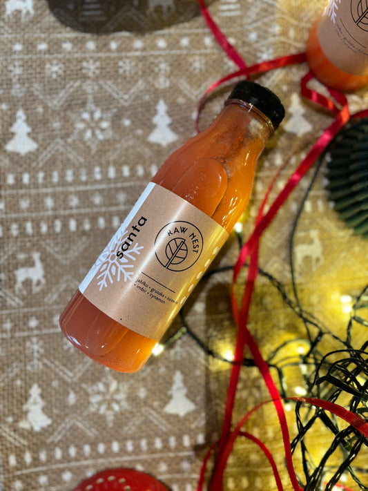 sok SANTA:  jabłko + gruszka + żurawina + imbir + cynamon 500 ml